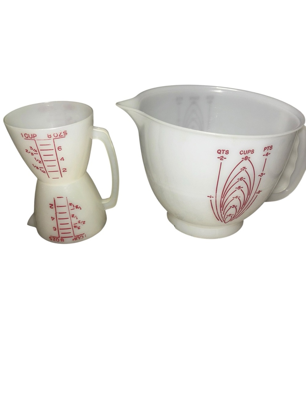Vtg Tupperware Double Sided 8oz. Measuring Cup With Lid Hourglass &  8 Cup Set